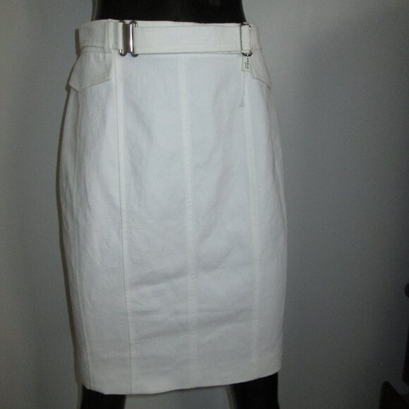 A-K-R-I-S white cotton linen pencil skirt - Picture 1 of 8